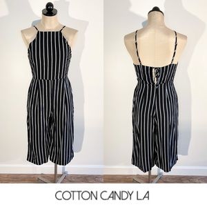 Cotton Candy LA | Black Stripe Cropped Jumpsuit